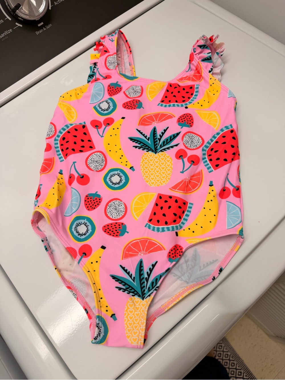 Girls' Pink Tropical Fruit One-Piece Swimsuit